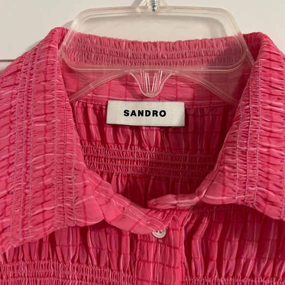 Sandro designer Smocked Cropped blouse, size 0/S - Picture 4 of 14